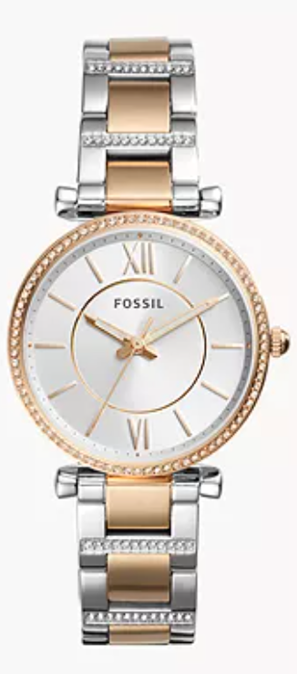 Uhrenarmband Fossil ES4302 Rostfreier Stahl Zweifarbig 16mm